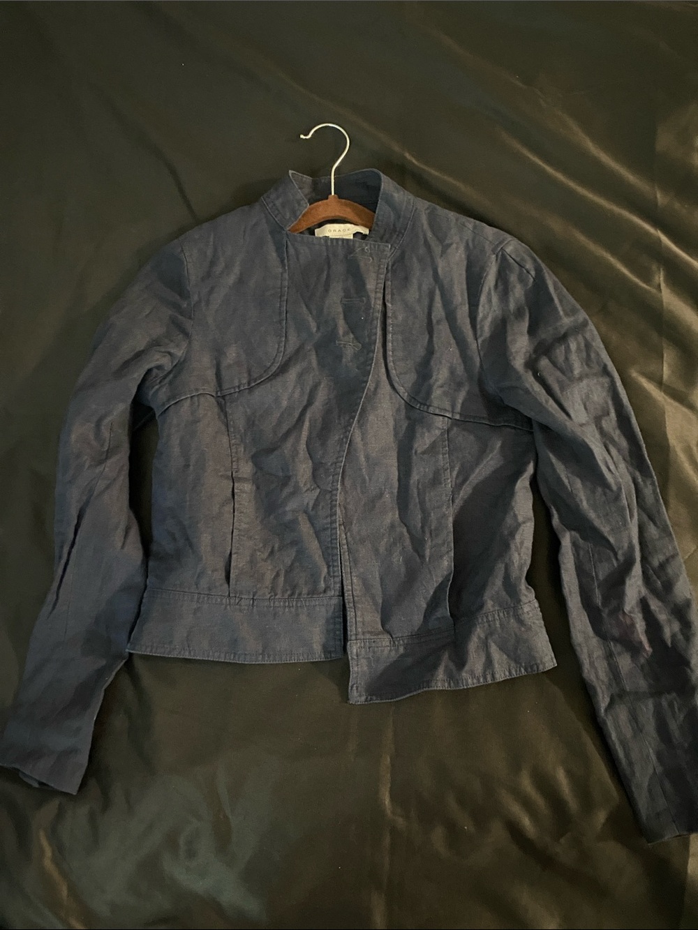 Grace Women's Navy Casual Jean Jacket
